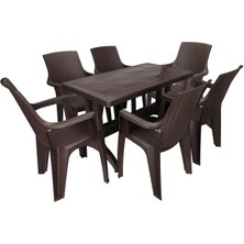 Norino Mandella Zeugma 70X120 6 Kişilik Nibras Koltuk Masa Takımı Kahverengi