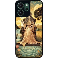 Scaleta Case Reno 14F Uyumlu Tarot Tasarımlı Glossy Mat Siyah Silikon Telefon Kılıfı