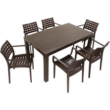 Norino Mandella Wood 90X150 Cafe Koltuk Masa Takımı Kahverengi
