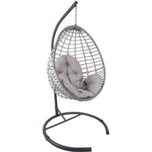 Norino Mandella Royal Tek Kişilik Rattan Hamak Salıncak (Minder Hediyeli) Antrasit