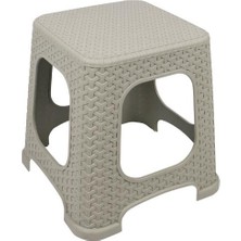 Norino Mandella Sağlam Plastik Star Rattan Küçük Tabure (6 Adet) Çölbeji