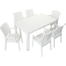 Norino Mandella Elit Rattan 90X150 Elit Koltuk Masa Takımı Beyaz