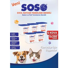 Storozde 5 Adet x 250 Yaprak - Soso Kova Evcil Hayvan Kedi Köpek Pati ve Vücut Temizleme Mendili