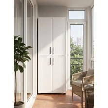 Macco Mobilya 4 Kapaklı Çok Amaçlı Dolap – Geniş Iç Hacimli Depolama Dolabı – Kiler & Balkon & Mutfak Dolabı