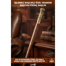 Normadia Şık Tasarımlı Ahşap Saplı Pirinç Başlıklı Klasik Baston