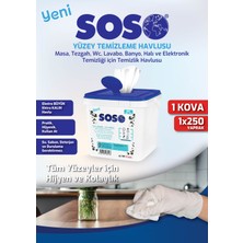 Storozde 1 Adet x 250 Yaprak - Soso Kova Beyaz Sabun Kokulu Sirkeli Karbonatlı Yüzey Temizleme Mendili