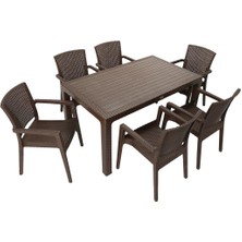 Norino Mandella Elit Rattan 90X150 Zeus Koltuk Masa Takımı Kahverengi