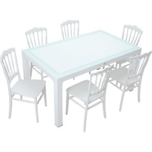 Norino Mandella Wood 90X150 Silver Napolyon Sandalye Camlı Masa Takımı