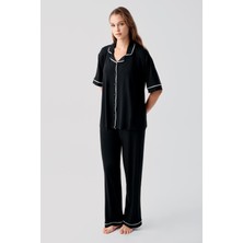 Artış Collection Kısa Kollu Düğmeli Oversize Esnek Viskoz Pijama Takım 19210