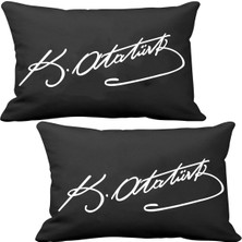 Özgürce Siyah Kemal Atatürk Imzalı Ortopedik Oto Koltuk Boyun Yastığı 2'li Set