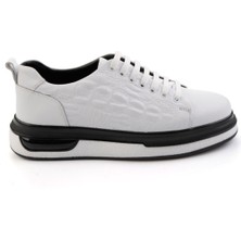 Bambi Beyaz Baskılı Hakiki Deri Erkek Sneaker E01811038003