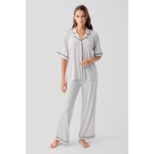Artış Collection Kısa Kollu Düğmeli Oversize Esnek Viskoz Pijama Takım 19210