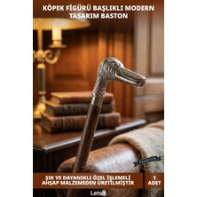 Normadia Ahşap ve Pirinç Detaylı 96 cm Köpek Figürlü Tasarım Baston