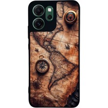 Scaleta Case Reno 14F Uyumlu Harita Tasarımlı Glossy Mat Siyah Silikon Telefon Kılıfı