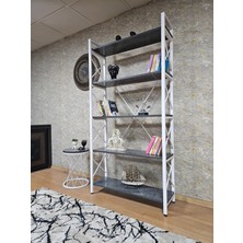 Sevinç Mobilya Beyaz Boyalı Kitaplık - 5 Raflı Suntalem Lüks Kitaplık