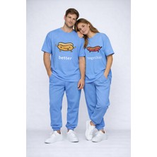 NEVERMIND Better Together Baskılı Sevgili Kombini Eğlenceli Romantik Çift Tişört Oversize Unisex Çift Kombin
