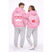 Nevermind Sevgili Kombini Komik Surat Baskılı Siyah Oversize Hoodie Seti Kadın Erkek