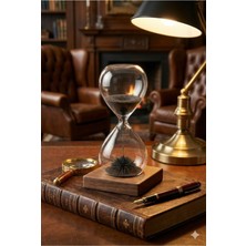 Navlu Store Manyetik Kum Saati Mıknatıslı Ahşap Standlı Dekoratif Masaüstü Hediyelik Süs Eşyası (14 Cm)