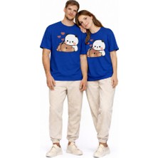 Nevermind Sevimli Panda Baskılı Sevgili Kombini Çift Tişört Oversize Unisex Çift Kombin 2'li Set
