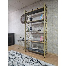 Sevinç Mobilya Gold Boyalı Kitaplık - 5 Raflı Suntalem Lüks Kitaplık