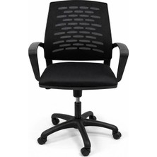 Ergonomik Fileli Şef Ofis Koltuğu Kollu Tekerlekli Döner Yükseklik Ayarlı Siyah