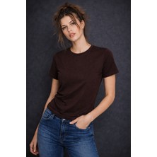 Hakke Kadın Rahat  Basic Interlok Tshirt