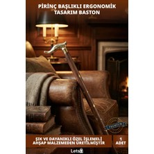 Normadia Şık Tasarımlı Ahşap Ergonomik Pirinç Başlıklı Özel Baston