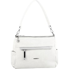 Nas Bag Çok Gözlü Yumuşak ve Hafif Yapılı Çift Askılı Omuz ve Çapraz Çanta - Beyaz Lopez (30X24 Cm)