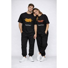 NEVERMIND Better Together Baskılı Sevgili Kombini Eğlenceli Romantik Çift Tişört Oversize Unisex Çift Kombin