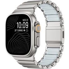 Five-E Apple Watch 44MM Çift Bileşenli Endüstriyel Metal Kaplama Termo-Silikon Fusion Serisi Kordon