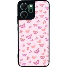 Scaleta Case Reno 14F Uyumlu Kelebek Tasarımlı Glossy Mat Siyah Silikon Telefon Kılıfı