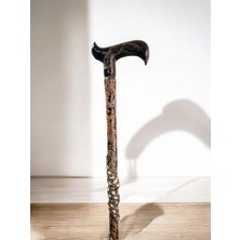 Normadia Özel Işlemeli Yılan Kabartmalı Devrek Bastonu Kızılcık Ağacı