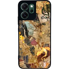 Scaleta Case Reno 14F Uyumlu Orta Çağ Tasarımlı Glossy Mat Siyah Silikon Telefon Kılıfı