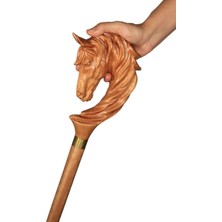 Normadia Elbi Art Design Ahşap At Başı Işlemeli El Işçiliği Baston