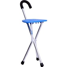 Normadia Geniş Mavi Alüminyum Medikal Baston Tabureli Yürüme Destek Aleti