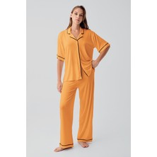 Artış Collection Kısa Kollu Düğmeli Oversize Esnek Viskoz Pijama Takım 19210
