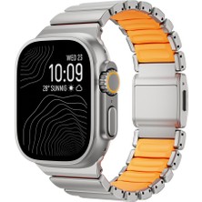 Five-E Apple Watch 7 45MM Çift Bileşenli Endüstriyel Metal Kaplama Termo-Silikon Fusion Serisi Kordon