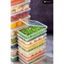 abnturk 10 Adet Tüm Sebzeler Yiyecekler Için Kapaklı Koruyucu Buzluk Kutusu Hava Almaz Sağlıklı Difriz Kabı