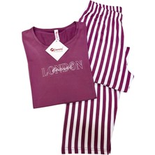 Pijamoni Çizgili Kısa Kollu Pijama Takımı