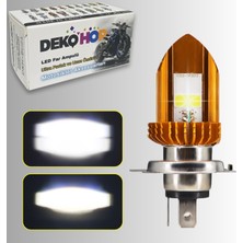 Dekohop H4 Motosiklet LED Far Ampul 12-24V Beyaz 1 Adet 12W 1200LM  Metal Gövde Soğutma