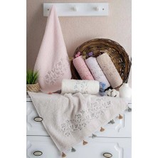 Mata Çeyiz Nurpak Kardelen Nakışlı Püsküllü El Havlusu 50X90 - 6 Adet