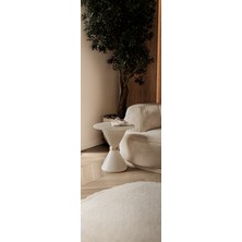 Smilesepet Pera Yan Sehpa 54 cm Vario Vizon Üst Tabla Traverten Desen