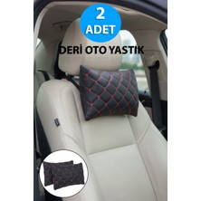 Özgürce Kırmızı Kapitoneli Deri Oto Boyun Destek Yastığı 2 Adet Opel Corsa Uyumlu