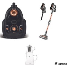 Karaca Premium Süpürge Seti Karaca Power Pro Dik Süpürge Karaca Vantuz High Force ve Karaca Cam Çaydanlık