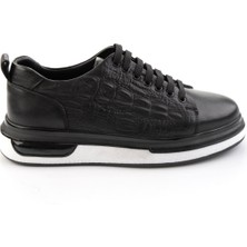 Bambi Siyah Baskılı Hakiki Deri Erkek Sneaker E01811038003