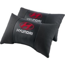 Özgürce Hyundai Oto Serisi Uyumlu Özel Nakışlı 2'li Deri Boyun Yastık Seti
