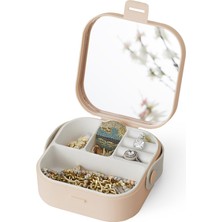 Aynalı Makyaj Takı Çantası Taşınabilir Çanta İçi Aynalı Mini Makyaj Takı Kutusu