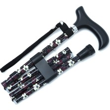 Normadia Katlanabilir Baston B044-8361 Bordo Çiçekli, Şık ve Kullanışlı Tasarım