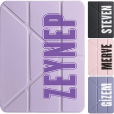 Senada Samsung Galaxy Tab S10 Fe+ Plus 13.1" Kılıf Isim Yazılı Uyku Modlu Kalem Bölmeli Standlı -Hhagallas