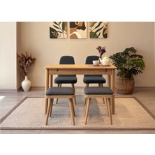 Rabi Miora Mini Açılır Mutfak Masa Takımı Karina Meşe Antrasit (1 Masa+2 Sandalye +2 Tabure)